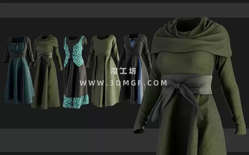 5款MD服装古代女性长裙连衣裙礼服裙子ZPRJ模型打版源文件3D服装 5款MD服装古代女性长裙连衣裙礼服裙子ZPRJ模型打版源文件3D服装