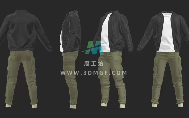 1款男士T恤外套上衣休闲裤套装3D模型ZPRJ格式模型素材 1款男士T恤外套上衣休闲裤套装3D模型ZPRJ格式模型素材